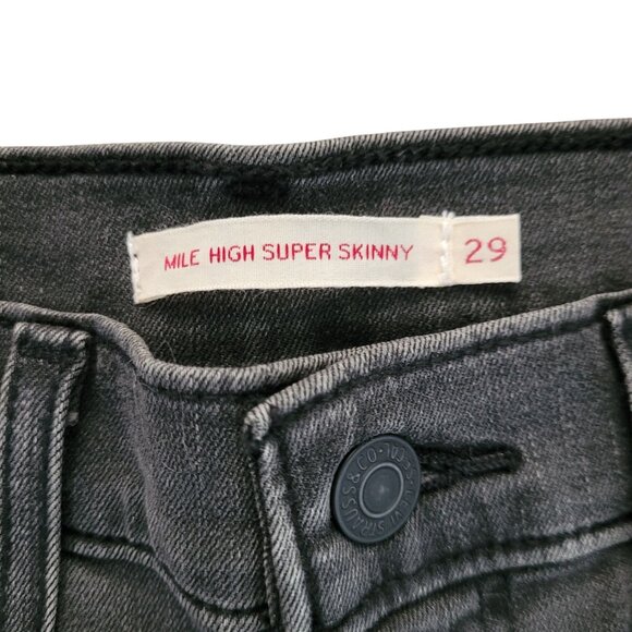 Levis Mile High Super Skinny Jeans Size 29 Gray Studded Detail Stretch NWOT - Picture 3 of 9